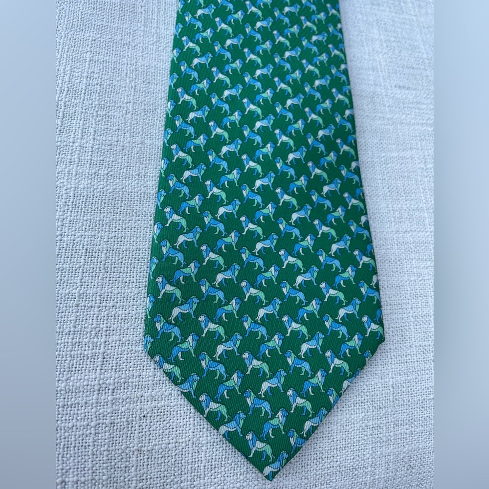 Salvatore Ferragamo green silk tie